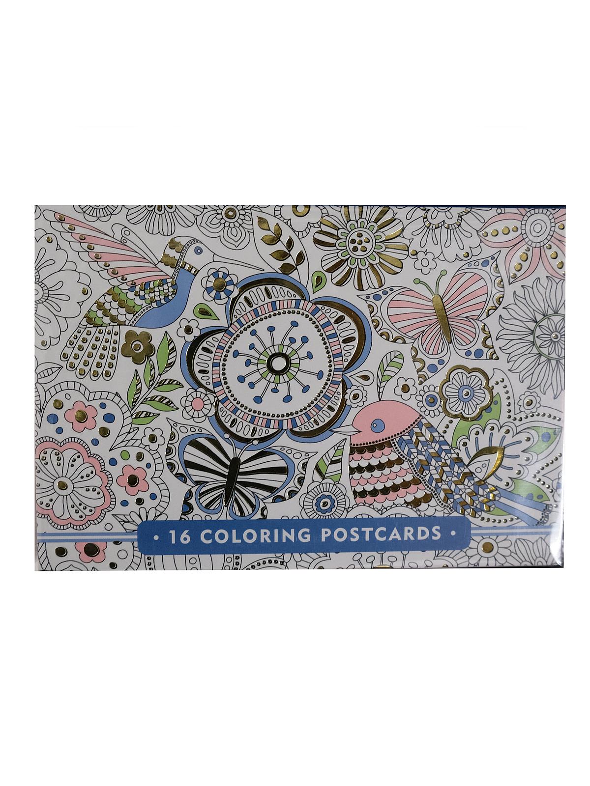 Coloring Postcards Blooms, Birds & Butterflies