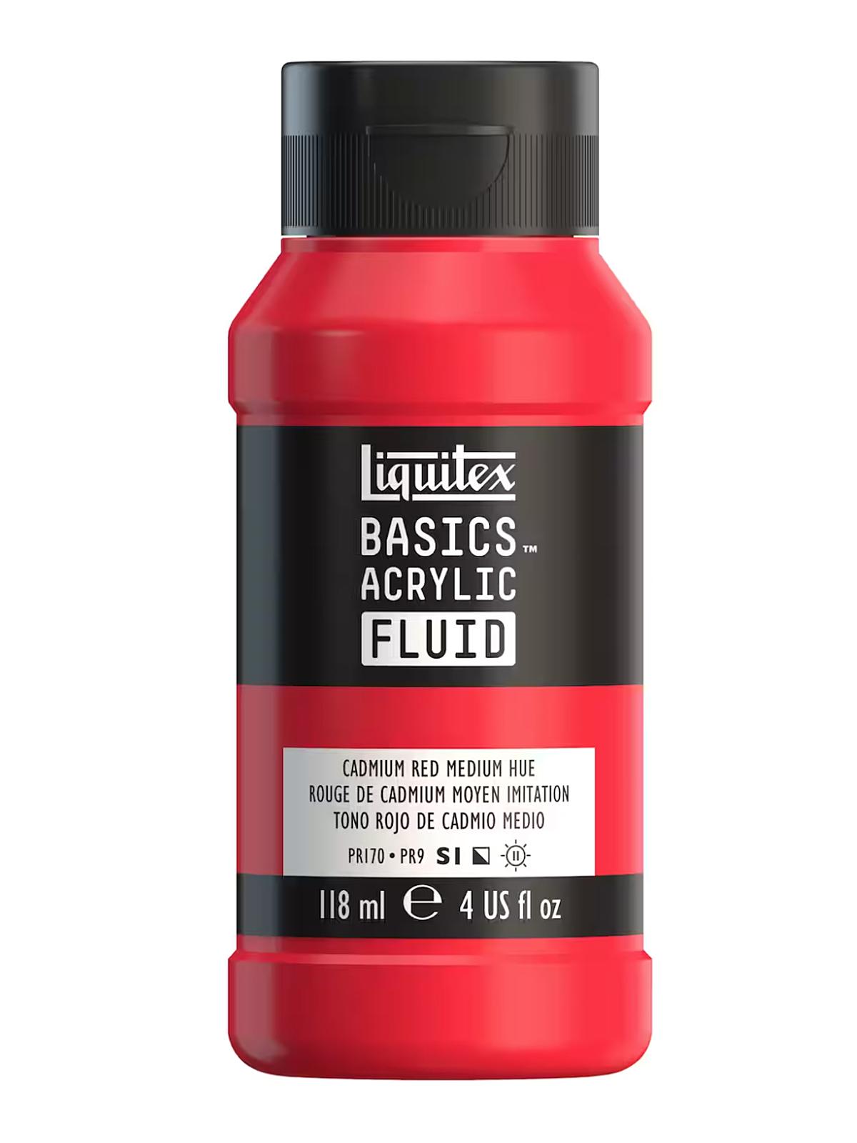 BASICS Fluid Acrylic Colors cadmium red medium hue 4 oz. (118 ml)