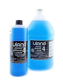 Ready-to-use stencil remover liquid for Ulano emulsions. UlanoDirect (direct/indirect system) stencils, Ulanolux UP3, and all Ulano CDF Films for fast action on all types of fabric, including metalized polyester. Will not etch fabric; contains no strong alkalis or hypo-chlorites. Ideal for use in tanks; will not attack fabric adhesives on rigid frames; tank heating unnecessary. Odor free.