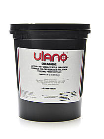 Orange is ready-to-use SBQ-photopolymer direct emulsion formulated for imprinted sportswear printing. It is formulated with a "masking color" that reduces light scattering. With Orange, it is possible to use less costly white mesh without the closing up of fine lines and details. Despite its anti-halation color, Orange is ultra-fast exposing It is perfect for shops with high stencil making throughput, as well as shops with fluorescent tubes or low-intensity light sources. Orange reduces coating time (because of its high viscosity), drying time (due to its solids), and exposure time (due to its high photo-sensitivity).Resists Plastisols, Many Washup Solvents, and Some Water-Based Inks. Sold in 28 oz. container