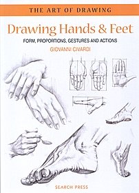 It is generally thought that hands and feet are the hardest parts of the body to portray effectively in drawings, paintings and sculptures. Giovanni Civardi demystifies the process of capturing both with this inspirational, easy-to-follow guide, Drawing Hands & Feet: Form, Proportion, Gestures and Action . Paperback book measures 8 1/4 in. x 11 1/2 in., 64 pages. Search Press, 2005. ISBN 1844480712
