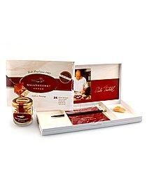 This beautiful, 23 kt. real gold leaf can be used to gild foods such as fruit, nuts and chocolate, lending an exotic touch to dinner parties, weddings, or special occasions. Gold Gourmet leaf is available in books of 25 sheets (3 3/8 in. x 3 3/8 in.) and in a kit which features 12 edible gold leaves and fan-shaped applicator brush.