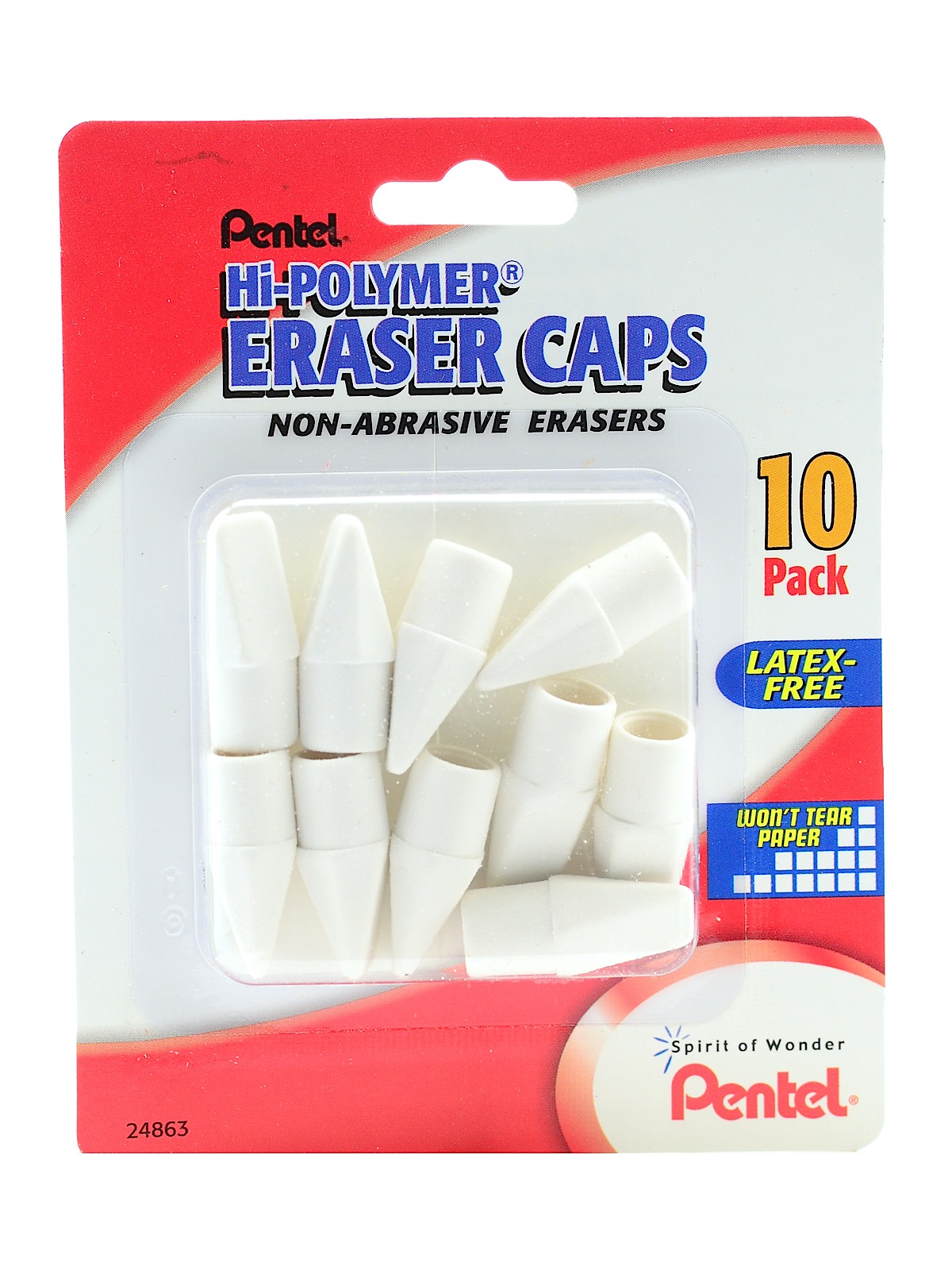 Hi-Polymer White Cap Erasers pack of 10