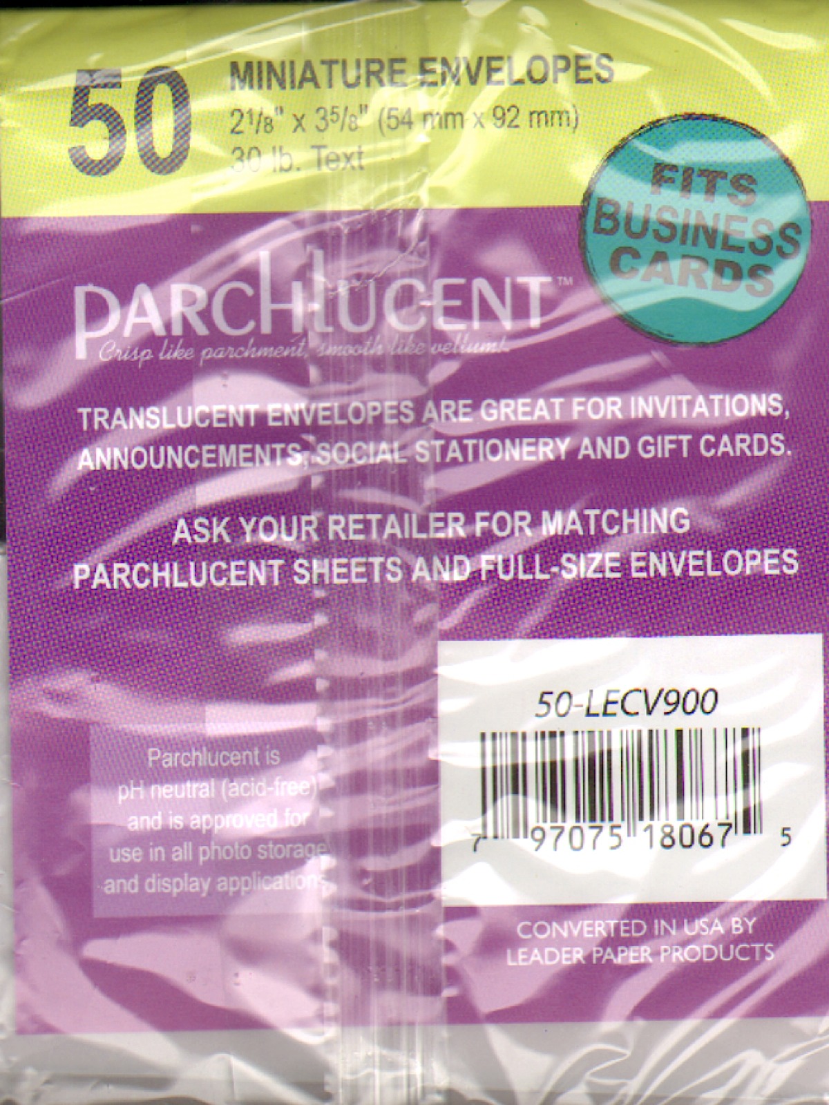 Parchlucent Envelopes 30 Lb. Mini 2 1 8 In. X 3 5 8 In. Pack Of 50