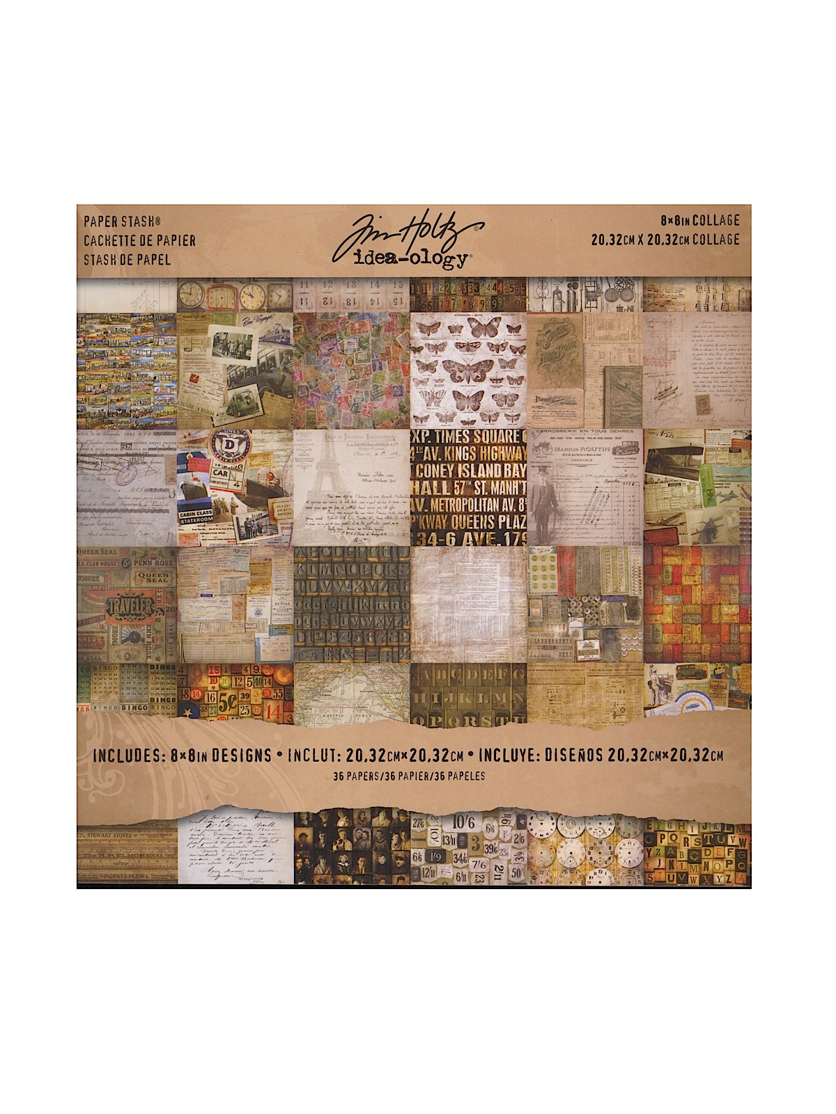 Idea-ology Paperie collage mini stash 36 sheets of 8 in. x 8 in. double-sided cardstock