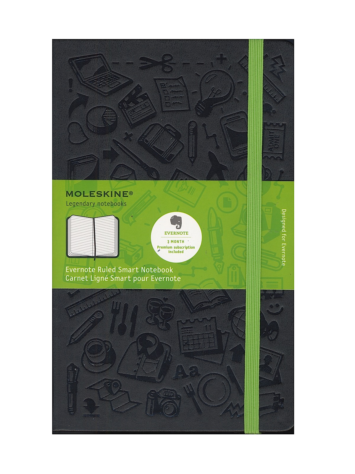 Evernote Smart Notebook Ruled 5 In. X 8 1 4 In. Black