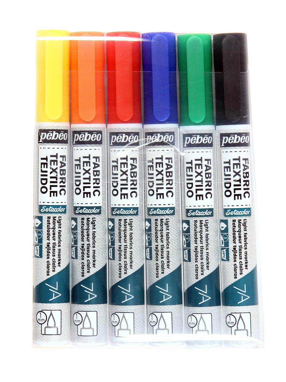 7A Fabric Markers 1 Mm Assorted Set Of 6