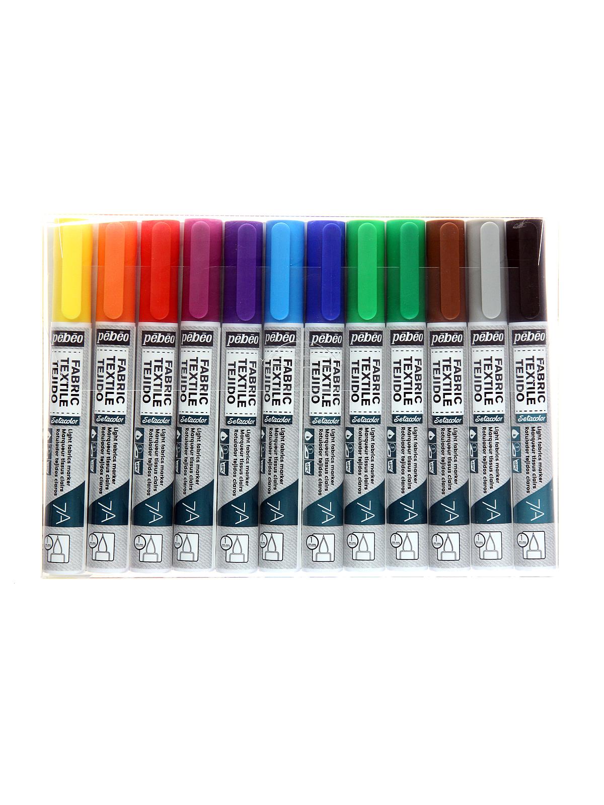 7A Fabric Markers 1 mm assorted set of 12