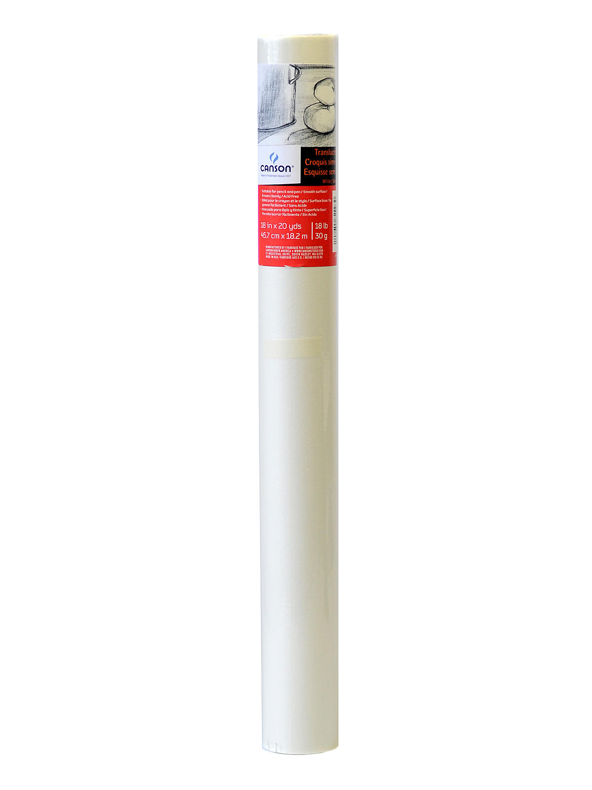 Lightweight Sketch Roll 10W White 18 lb. 18 in. x 20 yd.