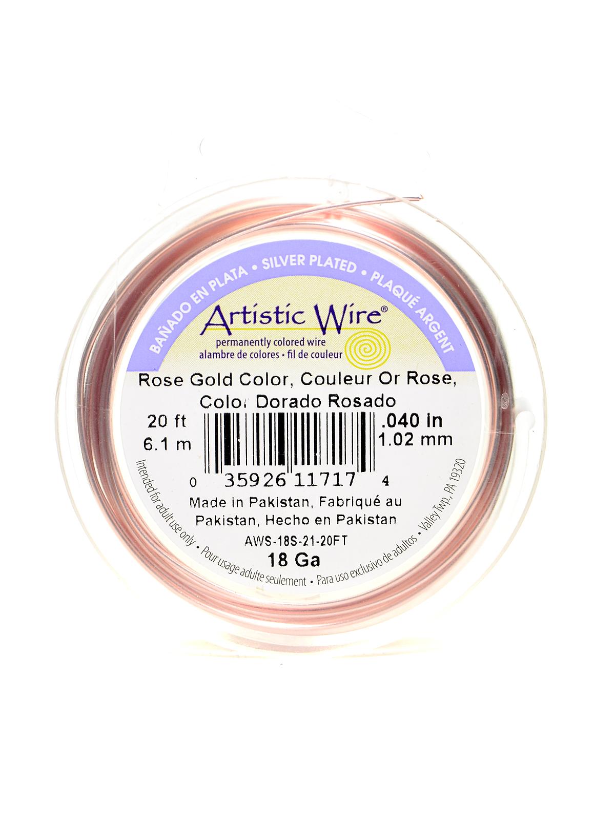 Spools 20 ft. rose gold 18 gauge, silver plated