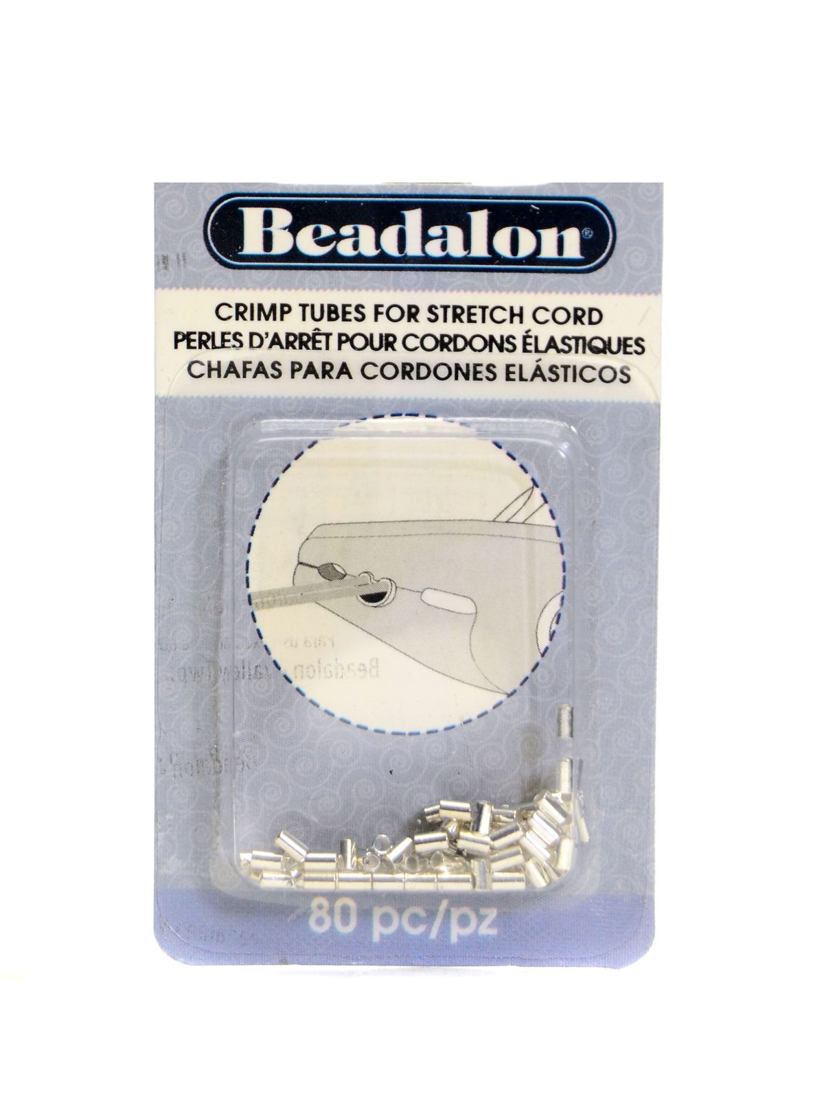 Crimp Tubes for Stretch Cords 0.5 mm pack of 80 silver plate
