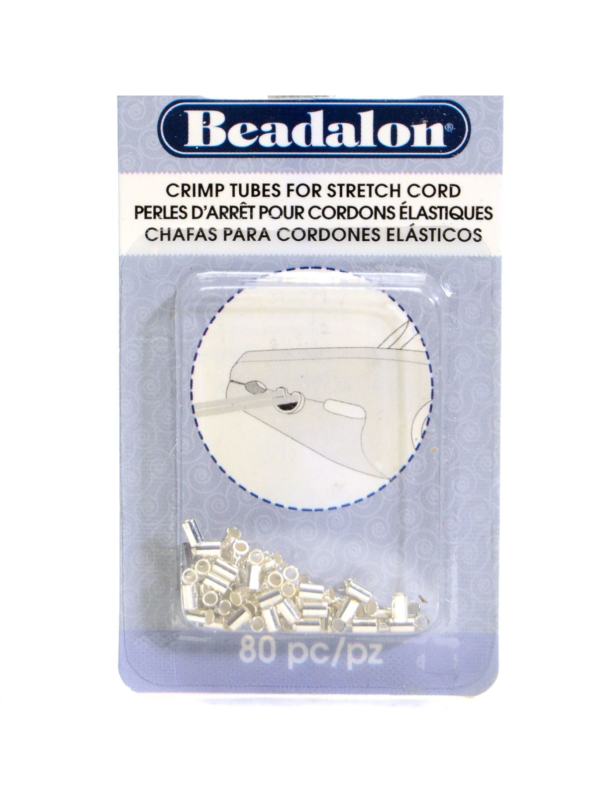 Crimp Tubes for Stretch Cords 0.7 mm pack of 80 silver plate