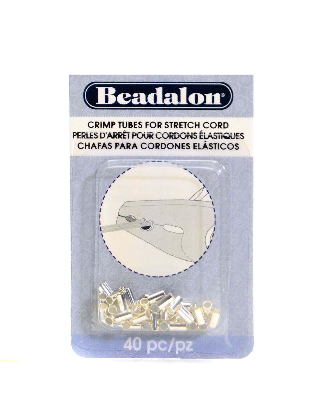 Crimp Tubes for Stretch Cords 1 mm pack of 40 silver plate