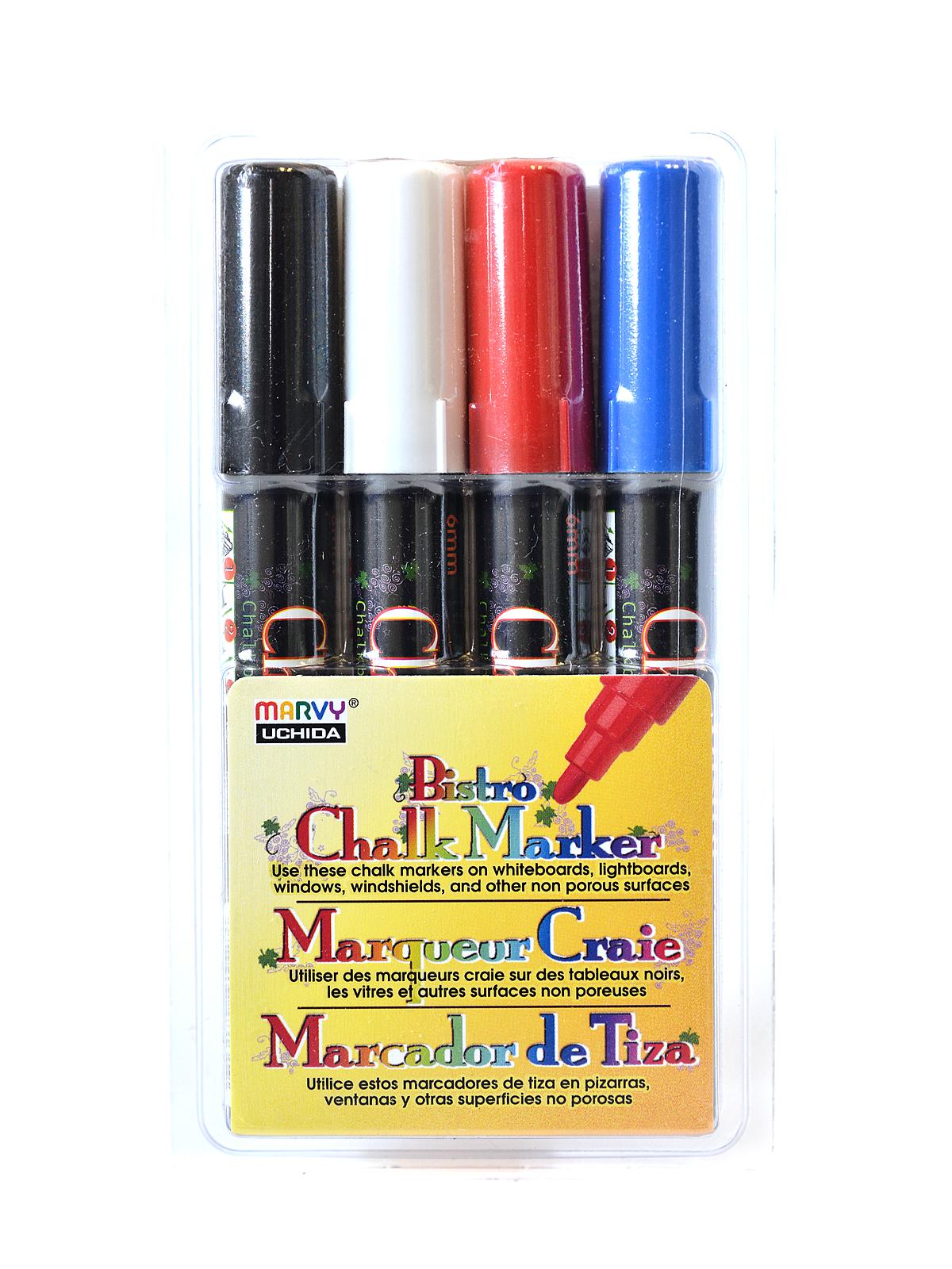 Bistro Chalk Marker Sets broad point black, red, blue, white