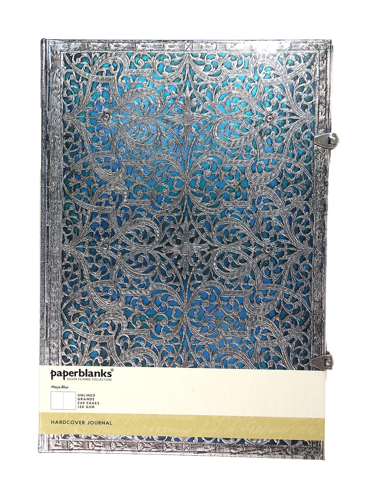 Silver Filigree Journals Maya Blue Grande, 8 1 4 in. x 11 3 4 in. 240 pages, unlined
