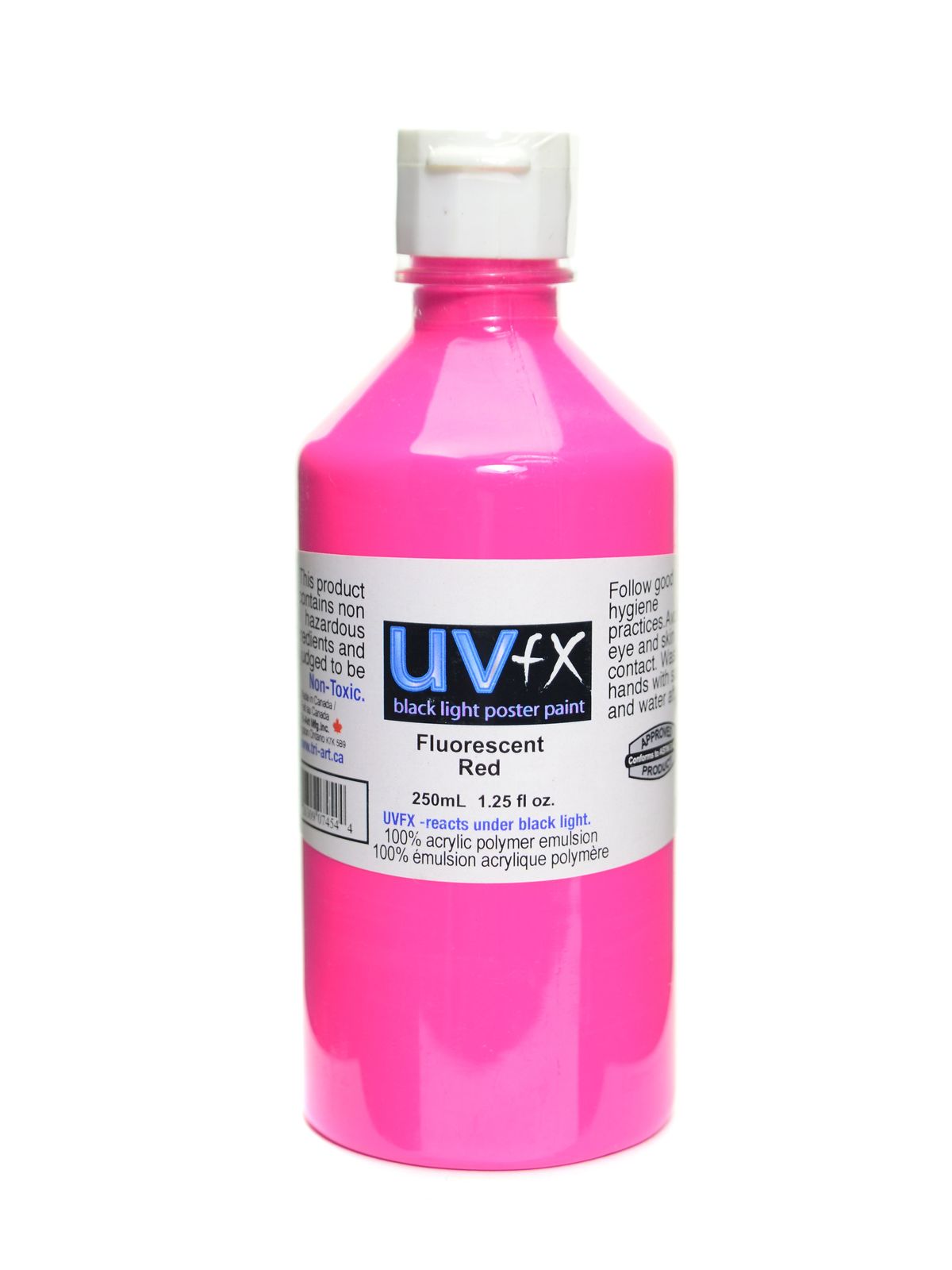 Uvfx Black Light Poster Paint Fluorescent Red 250 Ml Bottle