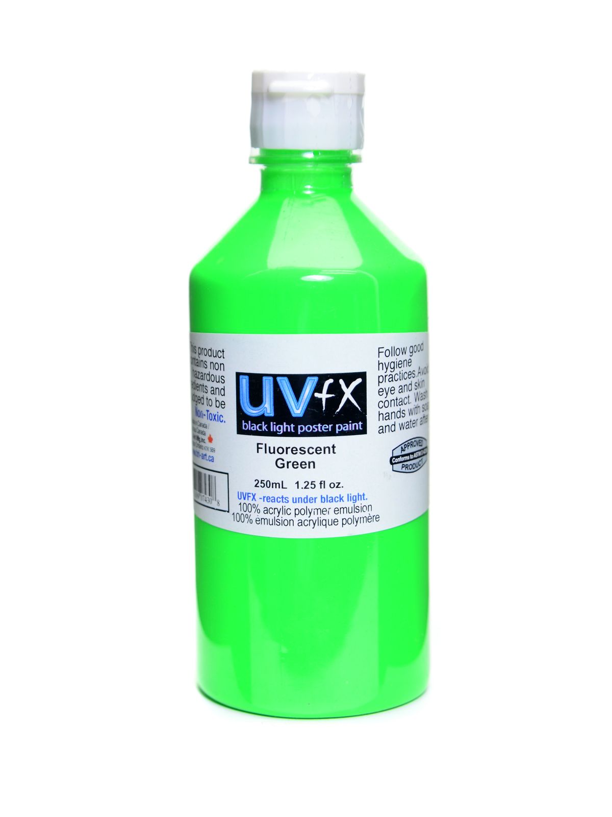 Uvfx Black Light Poster Paint Fluorescent Green 250 Ml Bottle