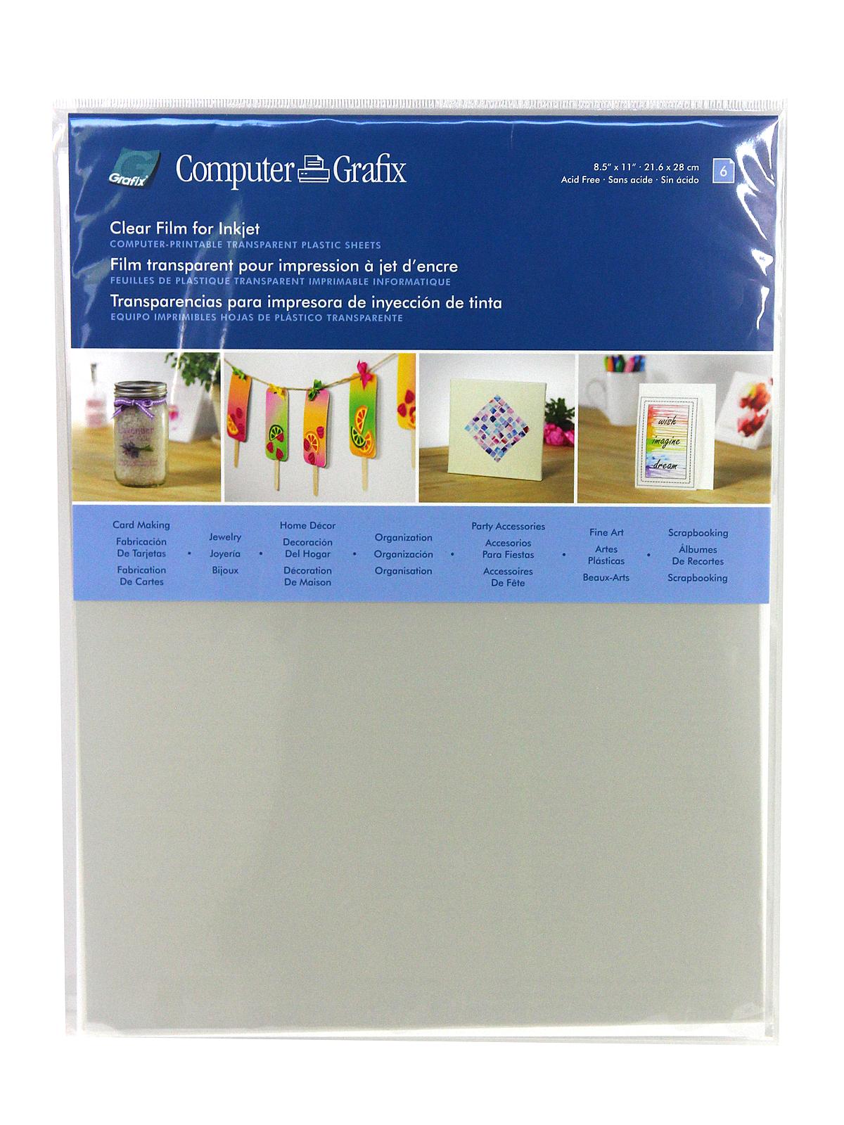 Computer  Blank Transparency Film 8 1 2 in. x 11 in. clear pack of 6