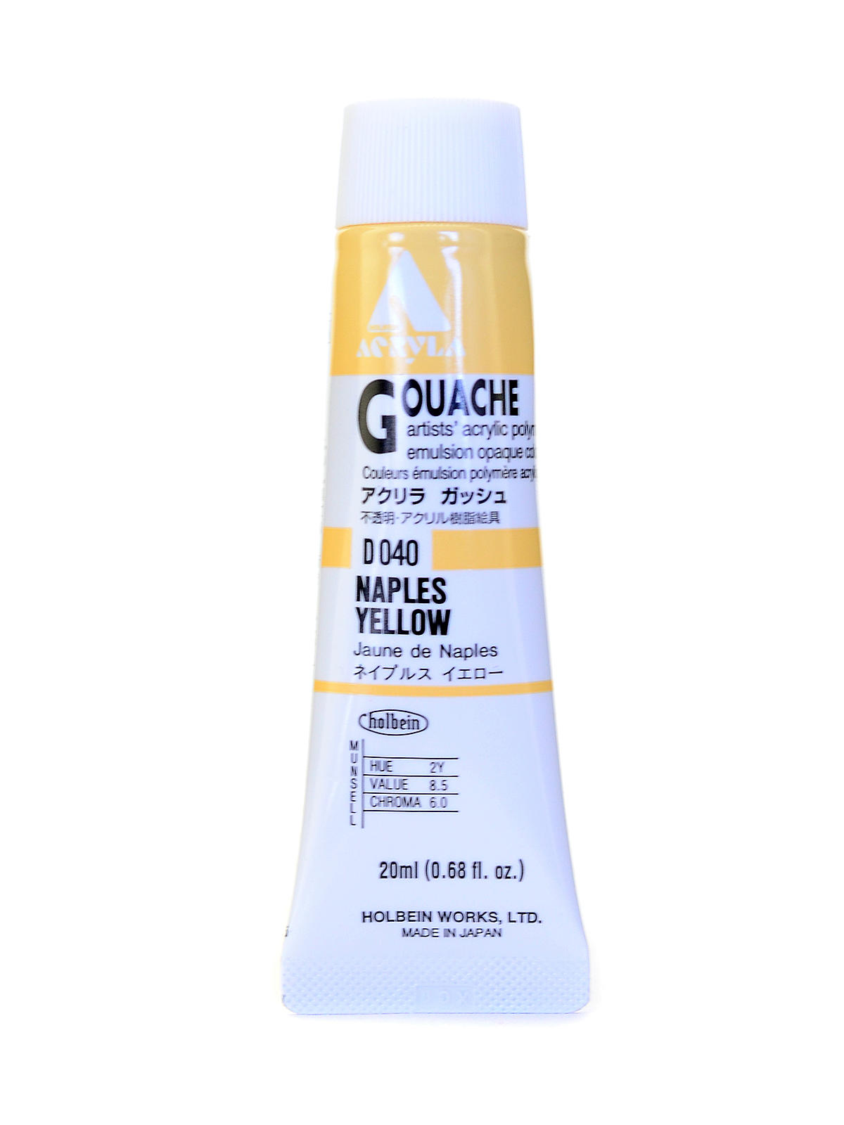 Acrylic Gouache 20 ml Naples yellow