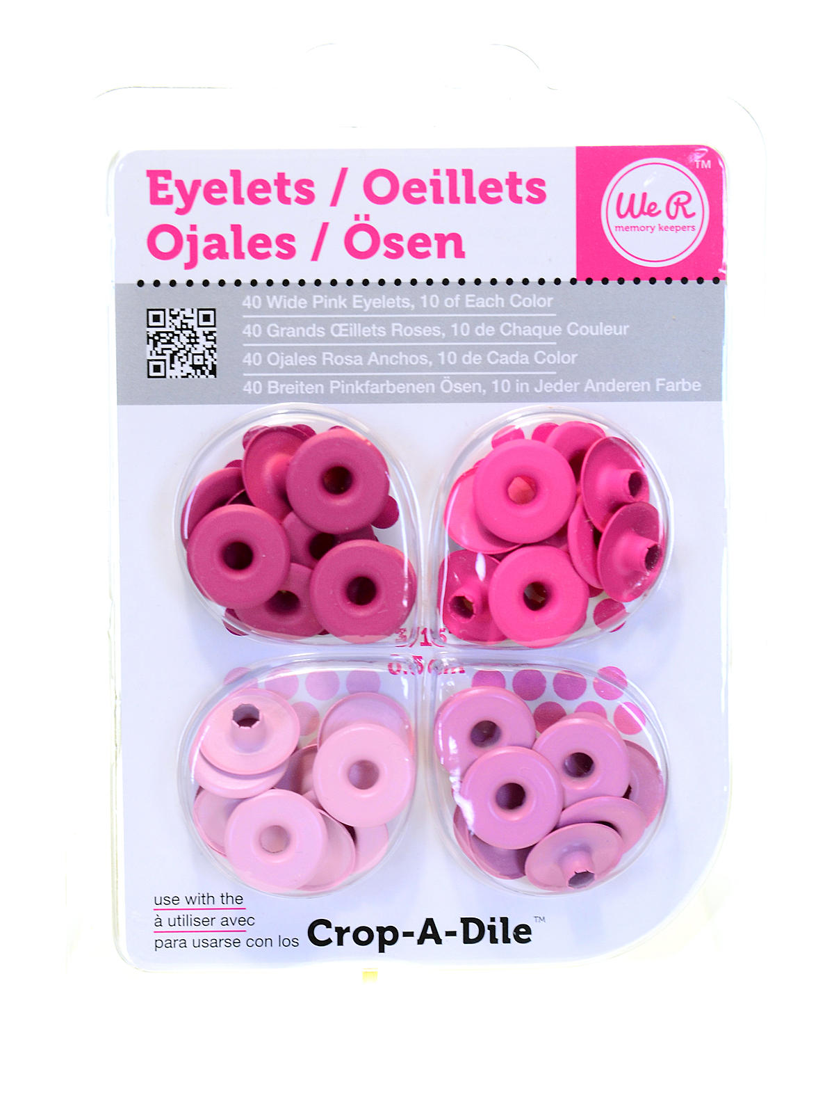 Wide Eyelets pink pack of 40