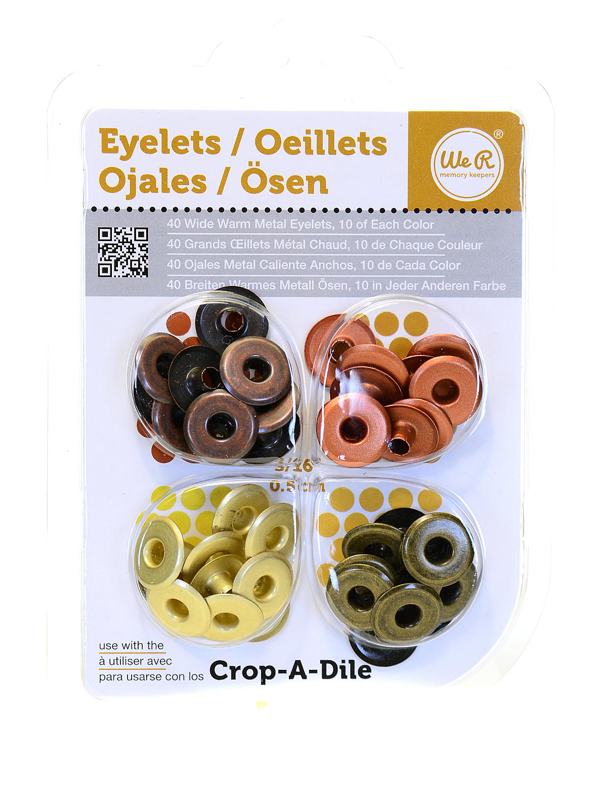 Wide Eyelets warm metal pack of 32