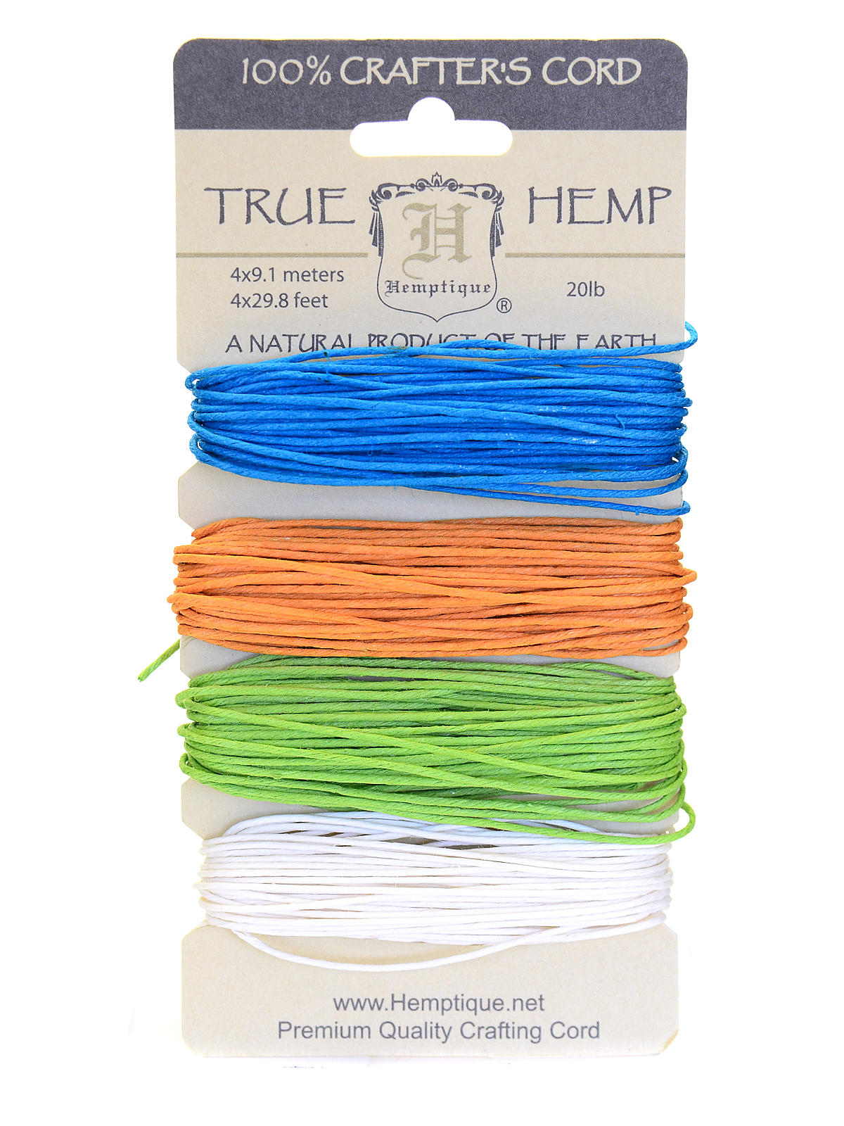 Cord Cards hemp 9.1 m x 4 colors bright