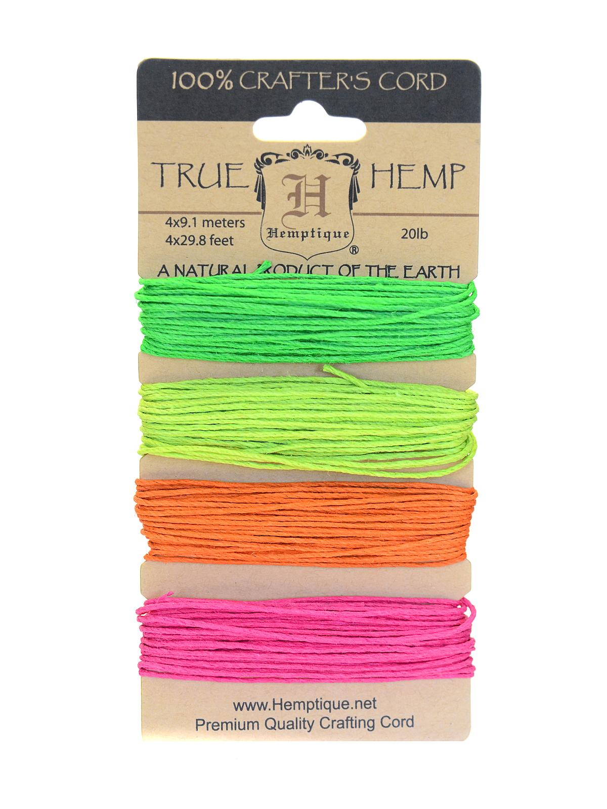 Cord Cards hemp 9.1 m x 4 colors neon
