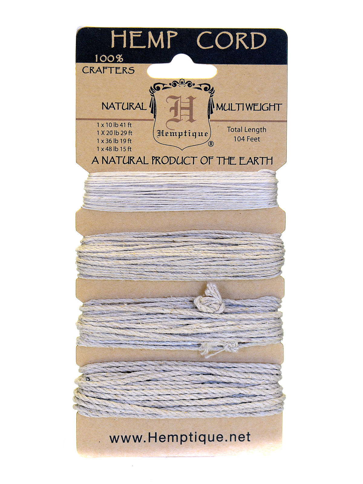 Cord Cards hemp 9.1 m x 4 weights 10-48 lb. natural