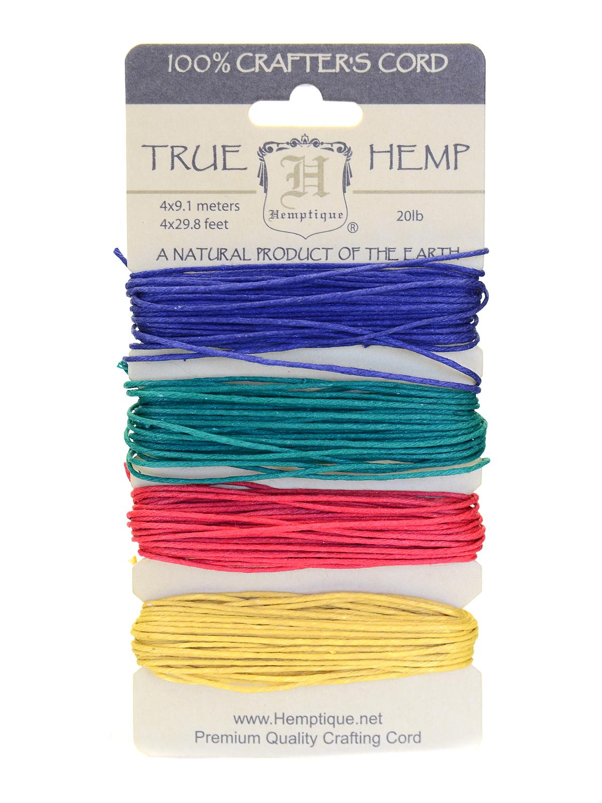Cord Cards hemp 9.1 m x 4 colors shades of topaz