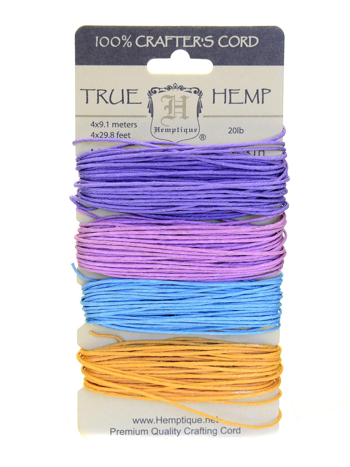 Cord Cards hemp 9.1 m x 4 colors pastel