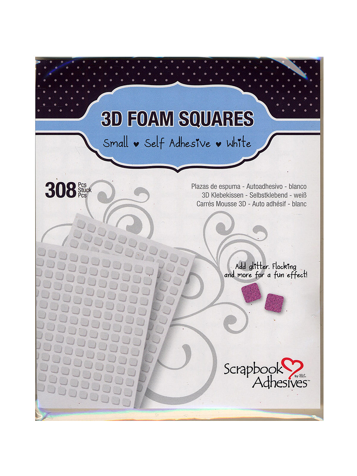 3d Foam Squares Small White 0.25 In. X 0.25 In. X 0.08 In. Pack Of 308