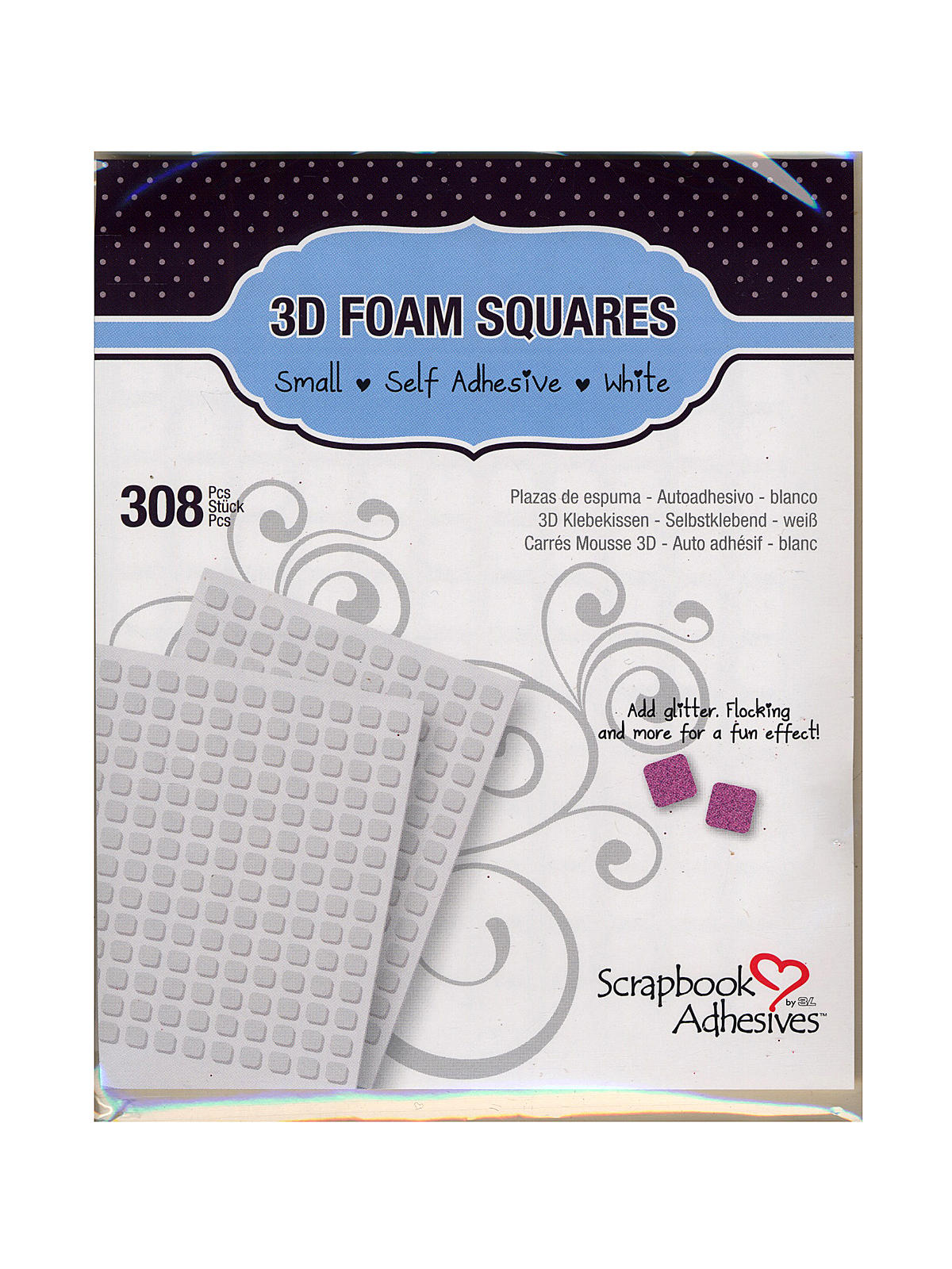 3D Foam Squares small white 0.25 in. x 0.25 in. x 0.08 in. pack of 308