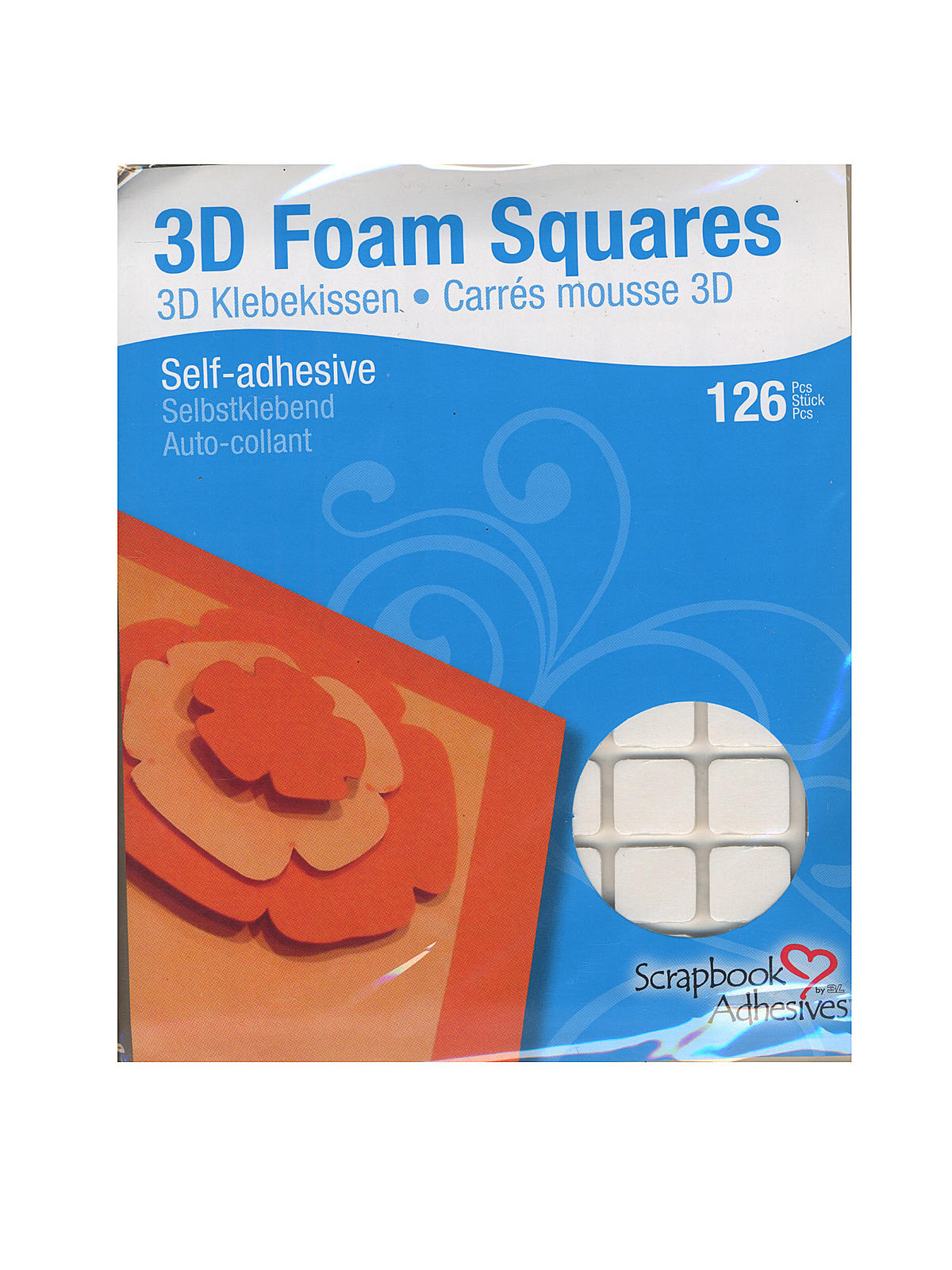 3d Foam Squares Regular White 0.43 In. X 0.47 In. X 0.08 In. Pack Of 126