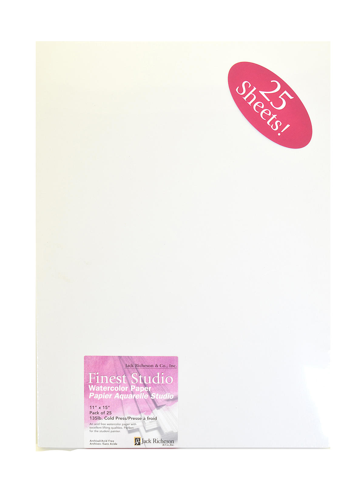 Finest Studio Watercolor Paper 135 lb. cold press 11 in. x 15 in. pack of 25 sheets