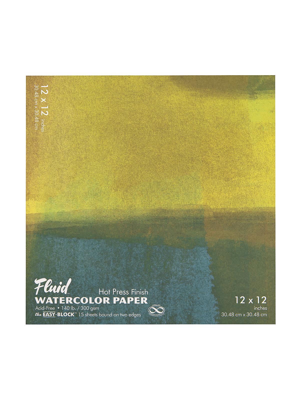 Hot Press Watercolor Paper block 12 in. x 12 in. 15 sheets