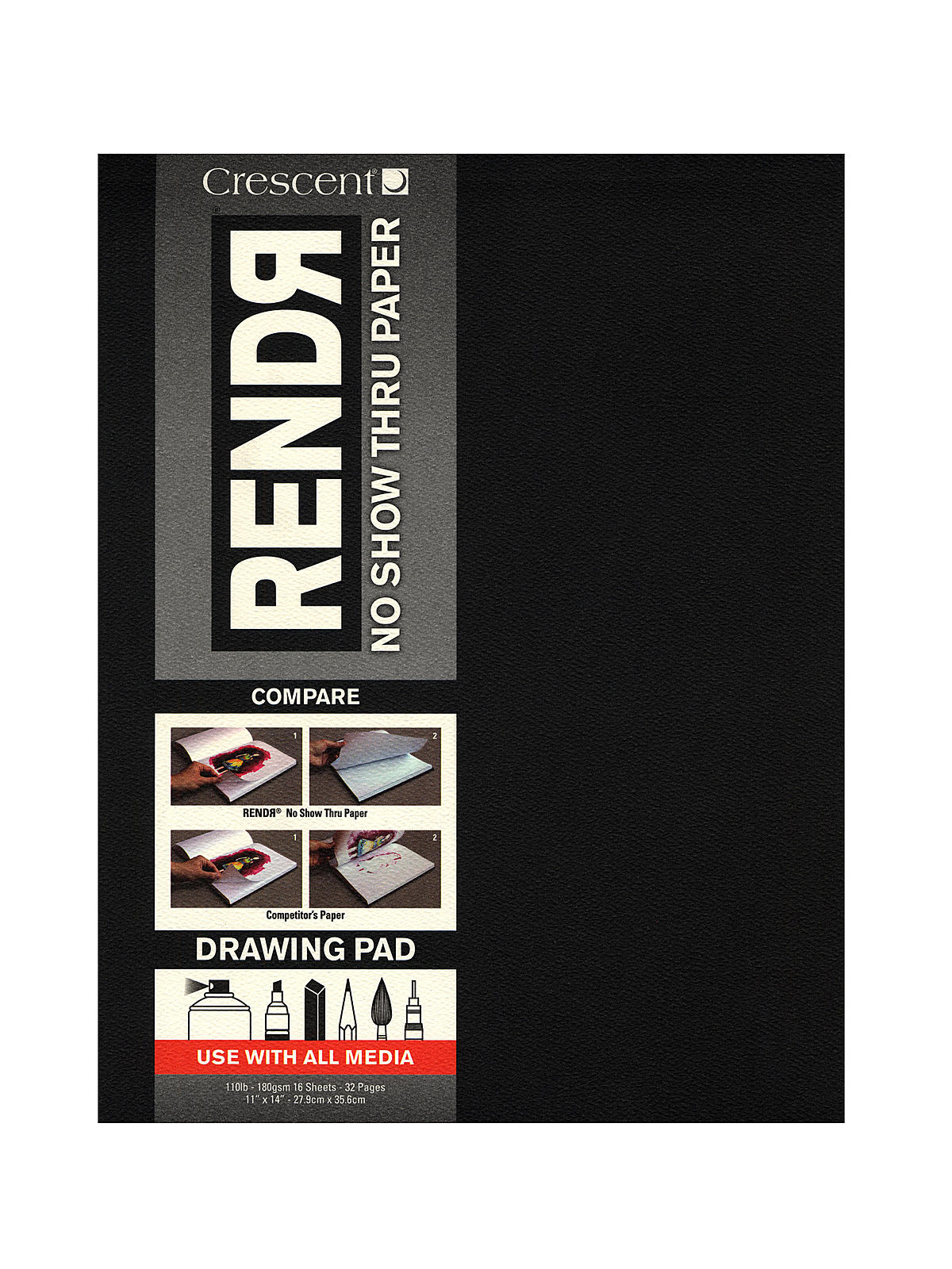 Rendr No Show Thru Drawing Pad 11 In. X 14 In. Tapebound Pad Of 16 Sheets