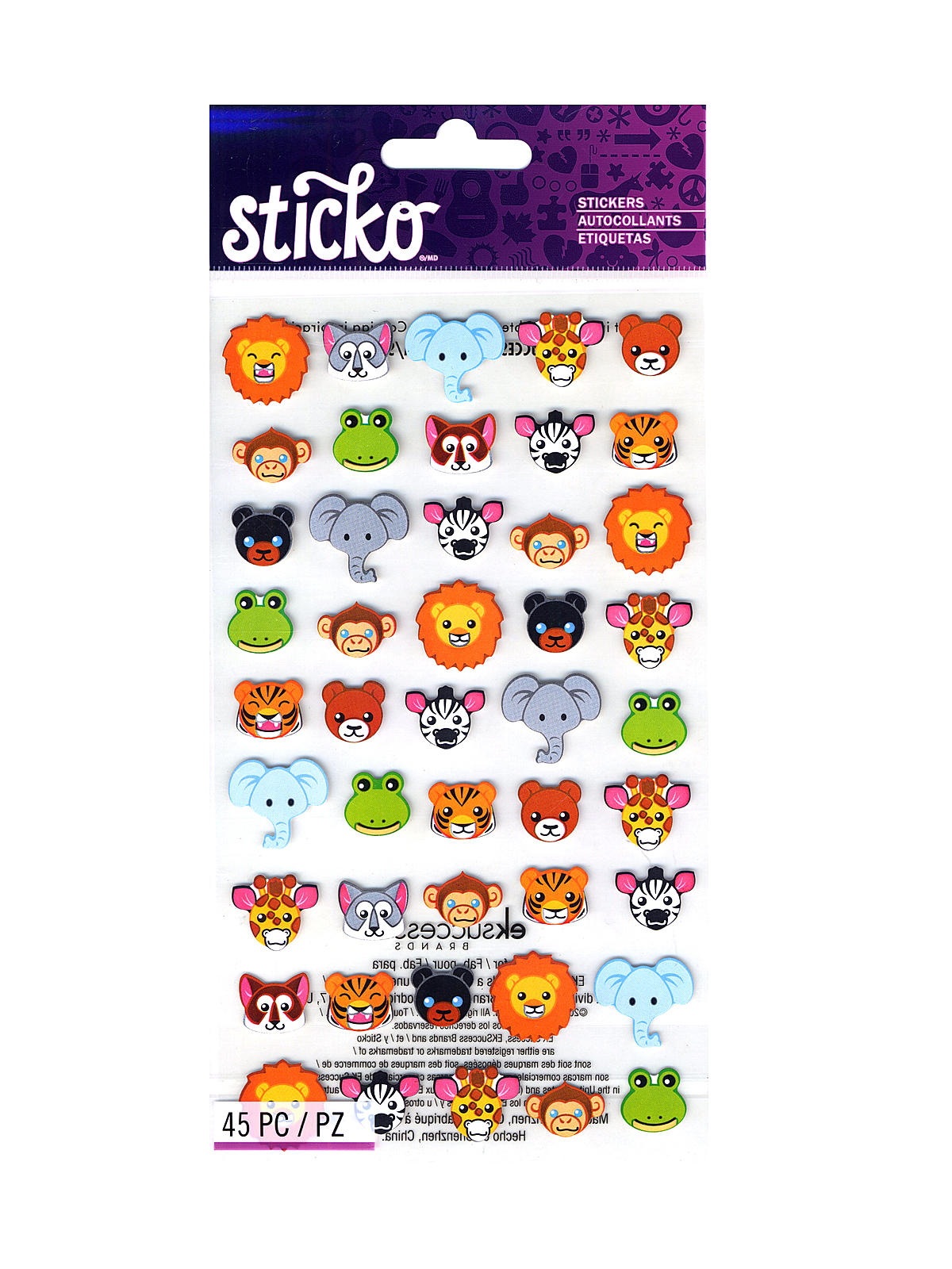 Classic Stickers zoo faces 45 pieces