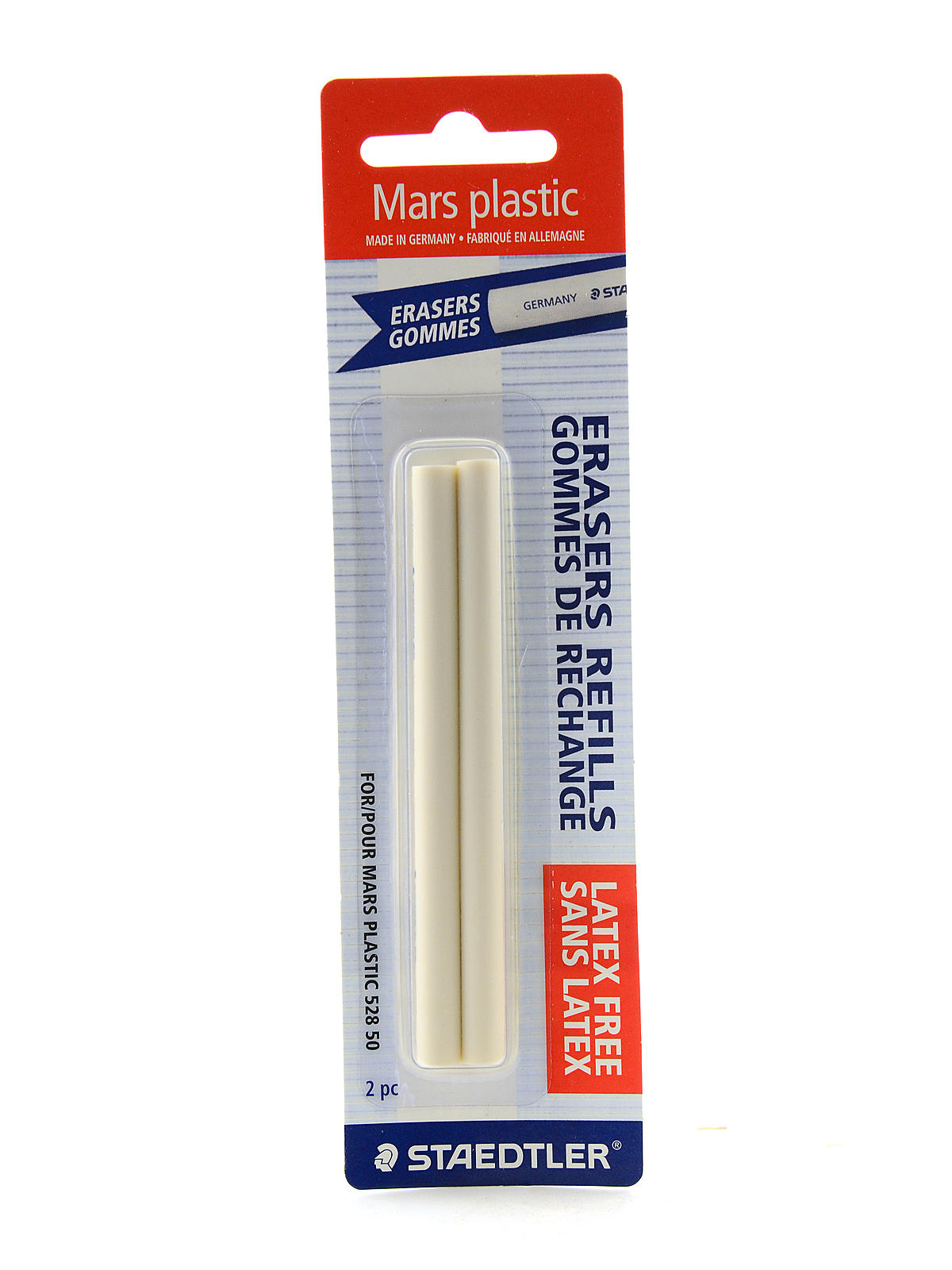 Mars White Plastic Stick Eraser and Refills Eraser Core Refills pack of 2