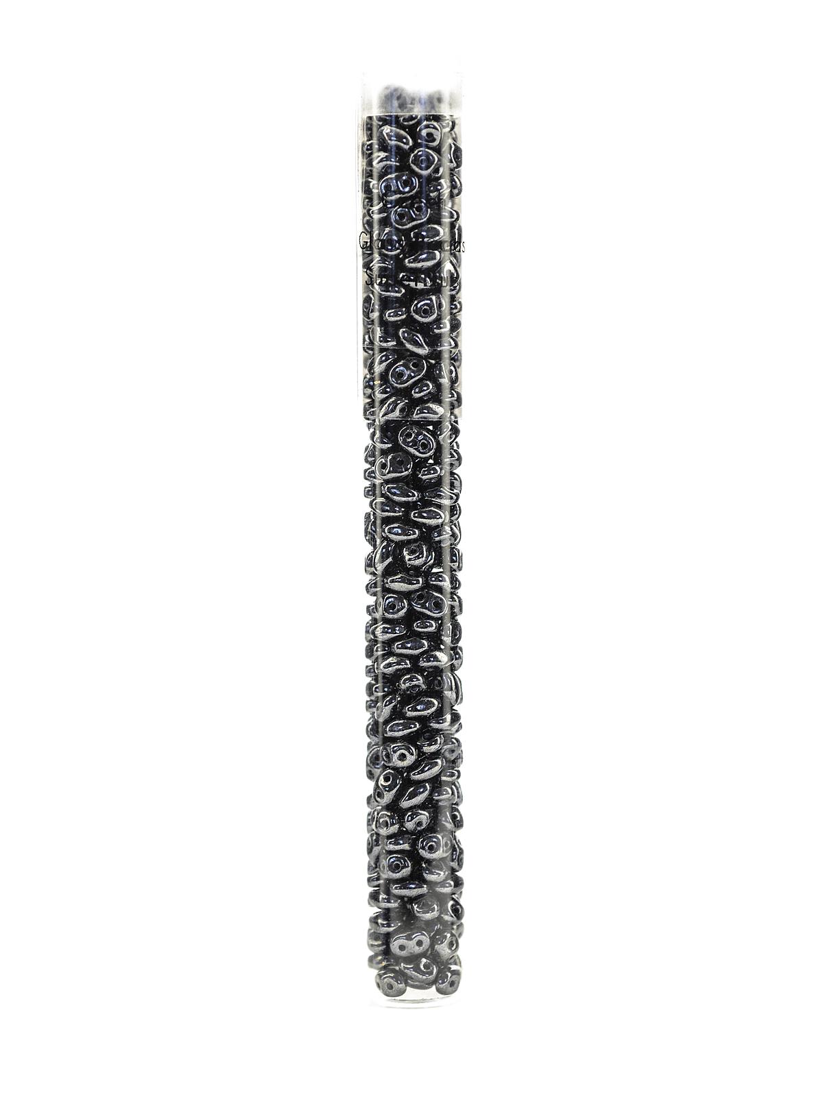 Super Duo Beads jet hematite 2.5 mm x 5 mm 24 gm tube