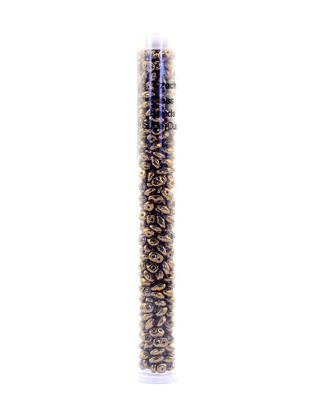 Super Duo Beads gold lustre 2.5 mm x 5 mm 24 gm tube