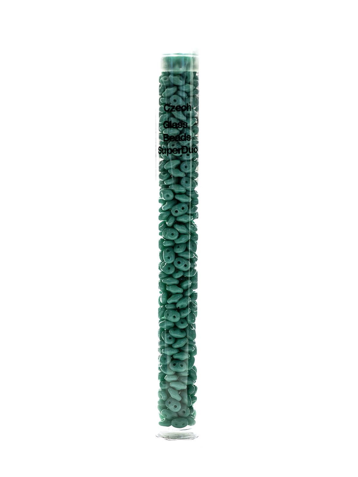 Super Duo Beads turquoise green 2.5 mm x 5 mm 24 gm tube