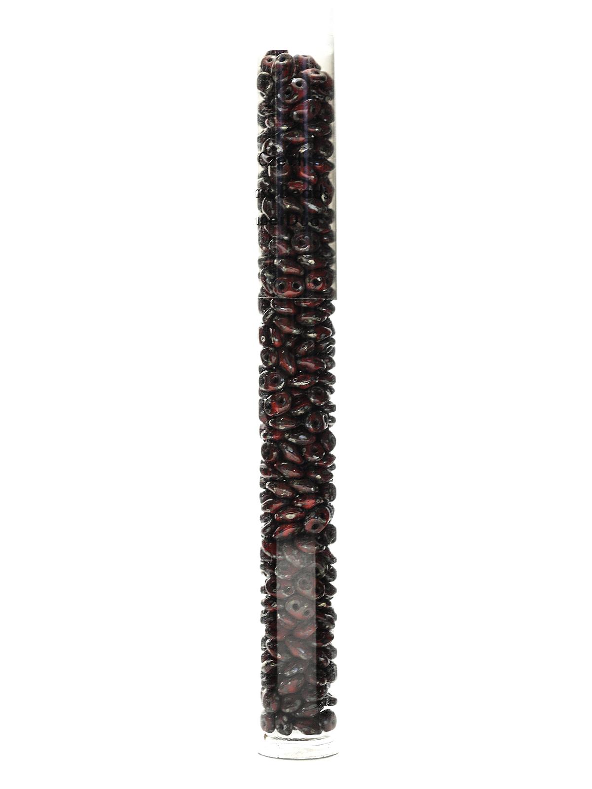 Super Duo Beads opaque coral red picasso 2.5 mm x 5 mm 24 gm tube