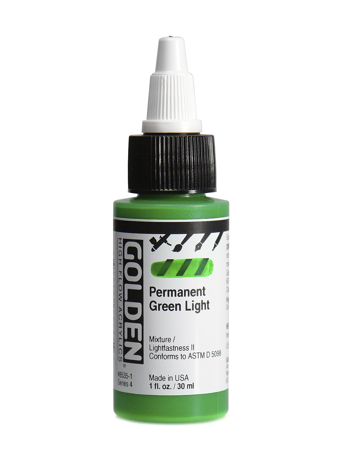 High Flow Acrylics permanent green light 1 oz.