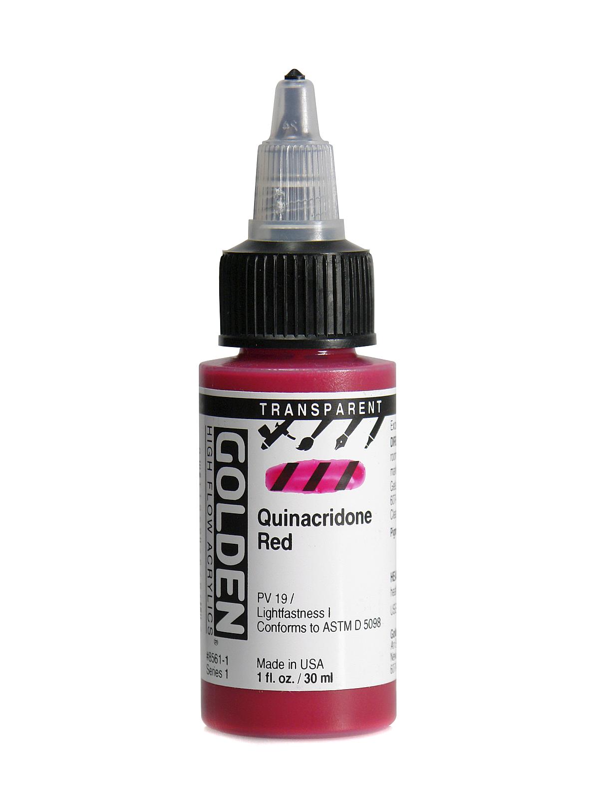 High Flow Acrylics transparent quinacridone red 1 oz.