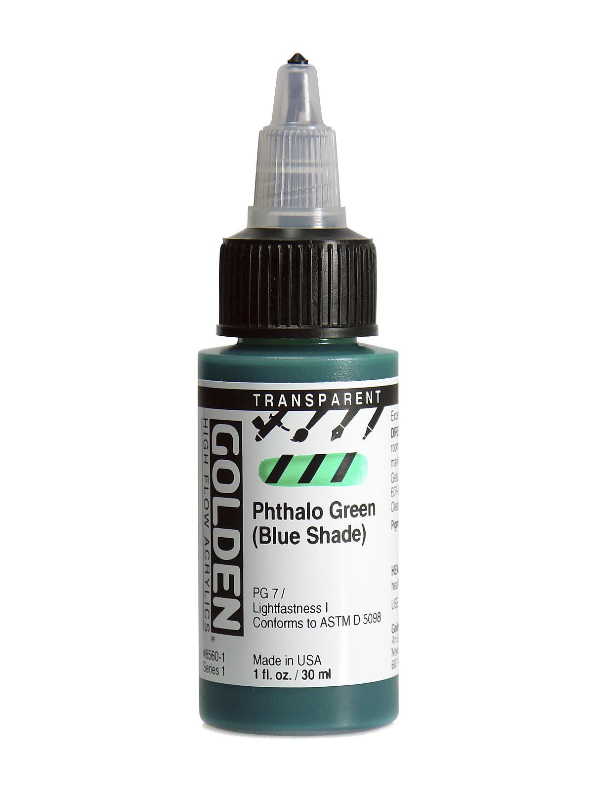 High Flow Acrylics transparent phthalo green BS 1 oz.