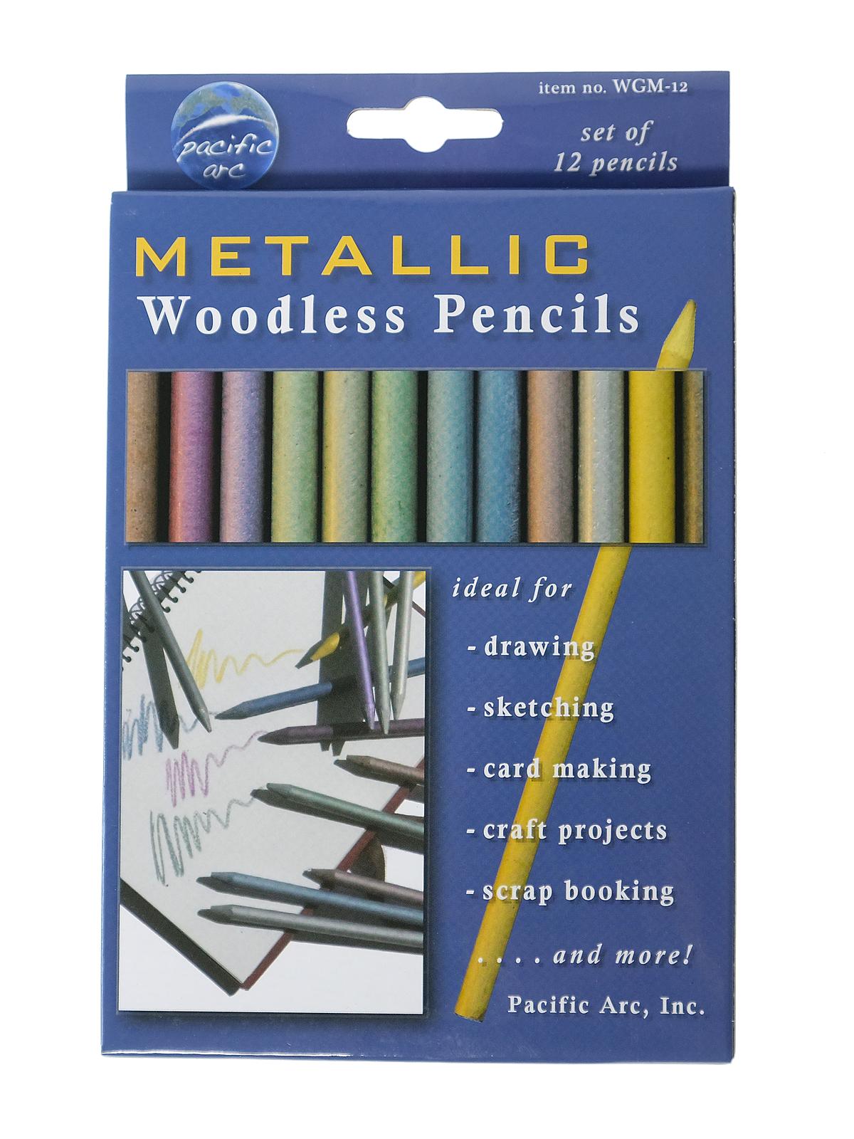 Woodless Graphite Drawing Pencil Sets set of 12 metallics