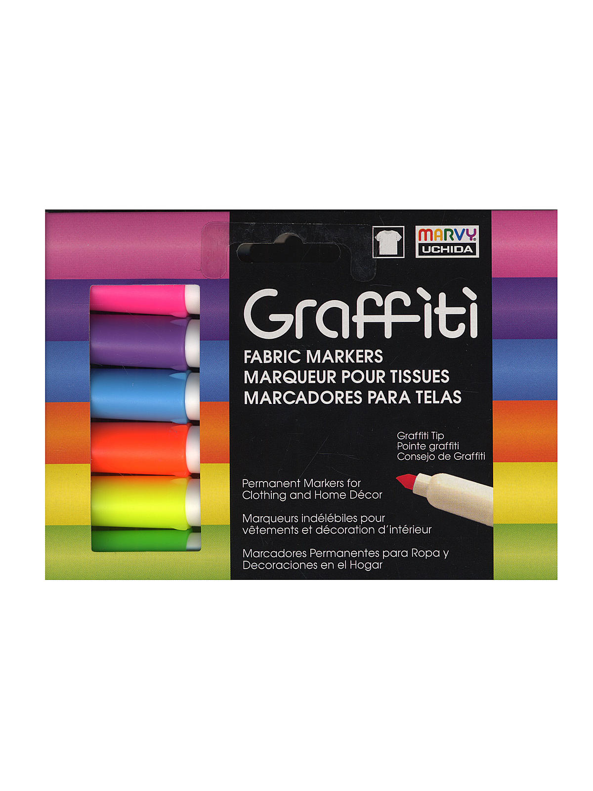 Graffiti Fabric Markers fluorescent set of 6