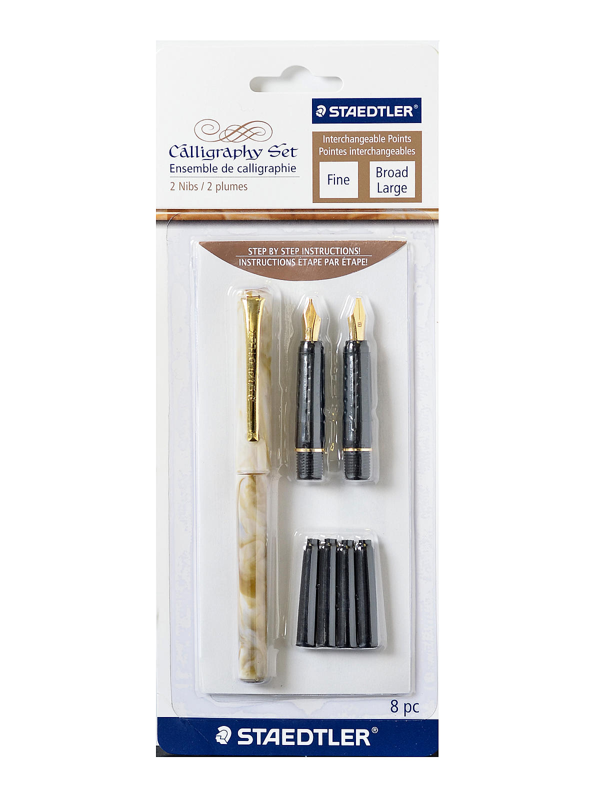 Calligraphy Sets fine broad 2 nibs 4 black catridges