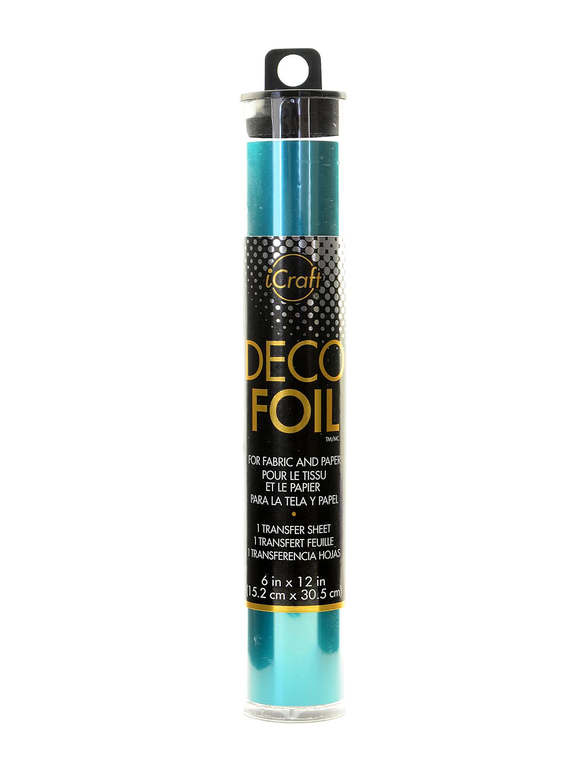 iCraft Deco Foil 6 in. x 12 in. pack of 5 sheets turquoise
