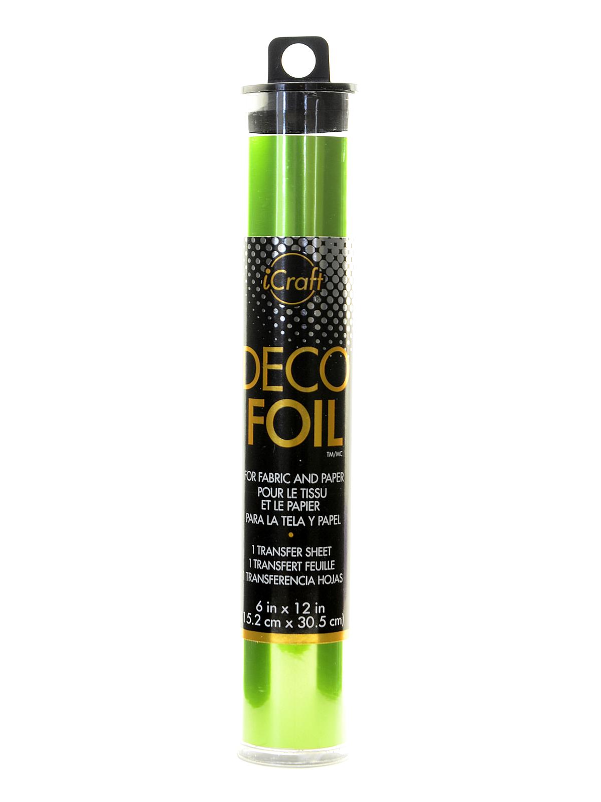 iCraft Deco Foil 6 in. x 12 in. pack of 5 sheets lime
